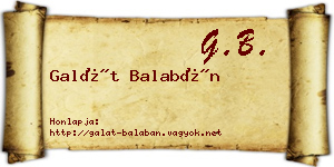 Galát Balabán névjegykártya